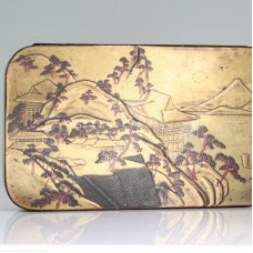 cutie de tigarete.  aur & shakudo emailat . Meiji cca 1870 cutie de tigarete.  aur & shakudo emailat . Meiji cca 1870